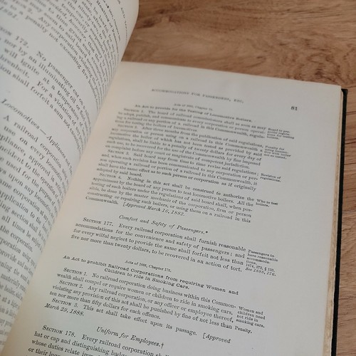 Railroad and Railway Laws of Massachusetts 1882-1895 rail train 