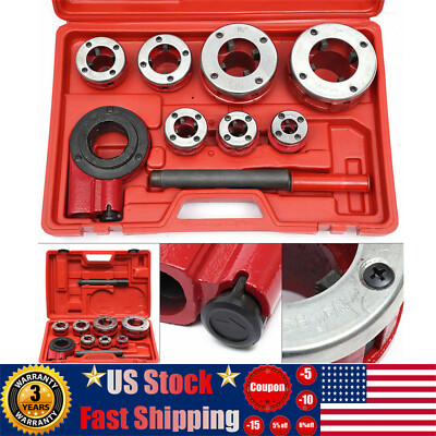 BSPT Pipe Threader 3/8'' to 2'' Dies Set Threading Tool Ratchet w/ Handle 7 Size
