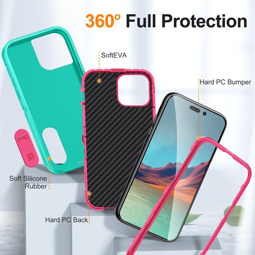 For iPhone 16 15 Pro Max 14 Plus 13 12 11 Phone Case Heavy Duty Shockproof Cover