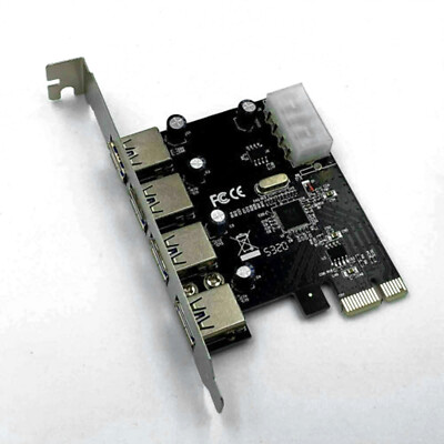 PCI-E Express to 4 Port USB 3.0 Expansion Card Adapter 1 to 4 PCIE Splitters jj2