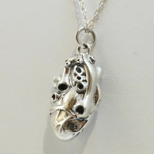 3D Anatomical Human Heart Charm Necklace - 925 Sterling Silver - Love Lifelike