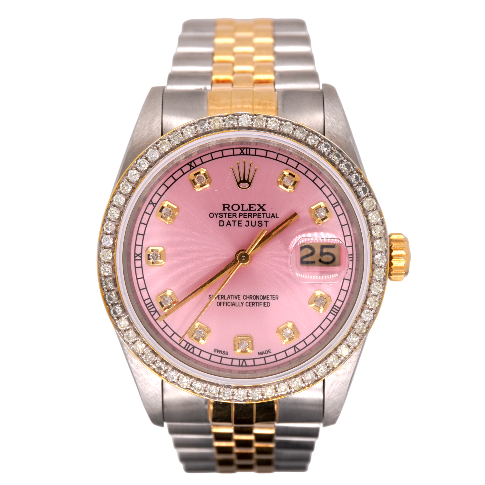 消費税無し 18k 36mm Datejust Ladies Rolex Yellow 1.75ct Steel & Gold 本体