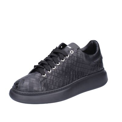 Pre-owned Baldinini Herren Schuhe  45 Eu Sneakers Schwarz Leder Bf332-45