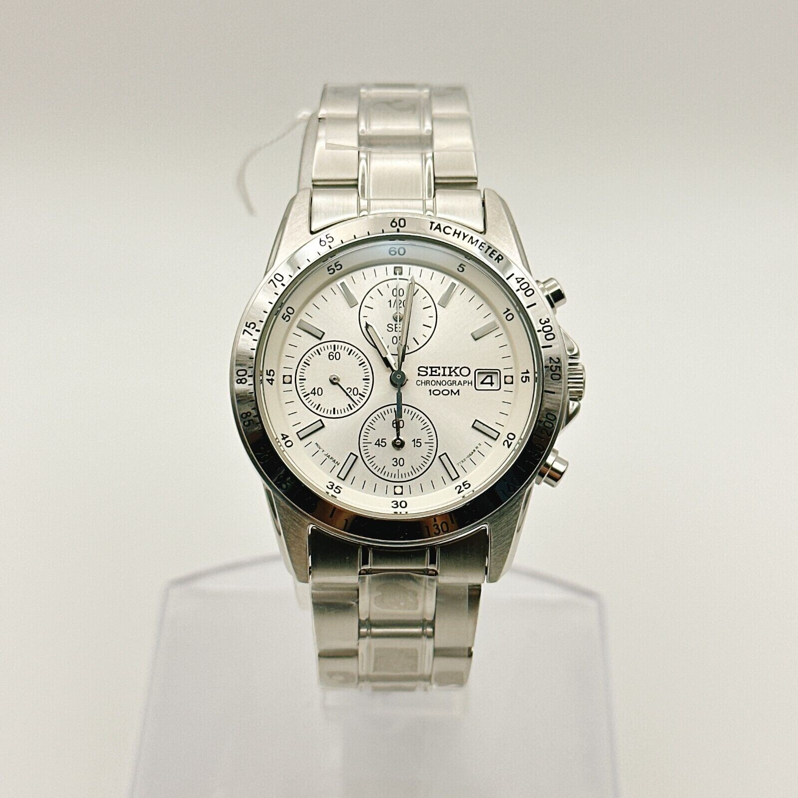 Pre-owned Seiko Snd363pc White Chronograph Overseas Model Men's Watch From Japan