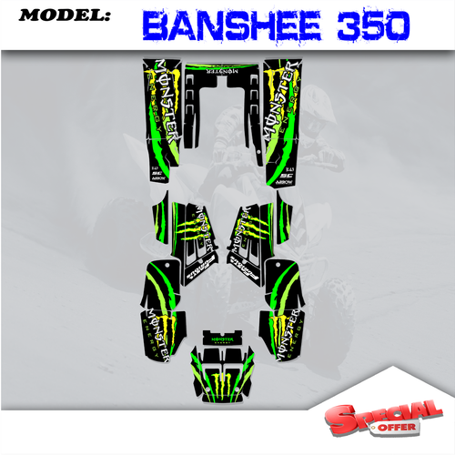 For YAMAHA BANSHEE 350 1987-2005 1988 3M Graphics Kits Decals Stickers ME Black