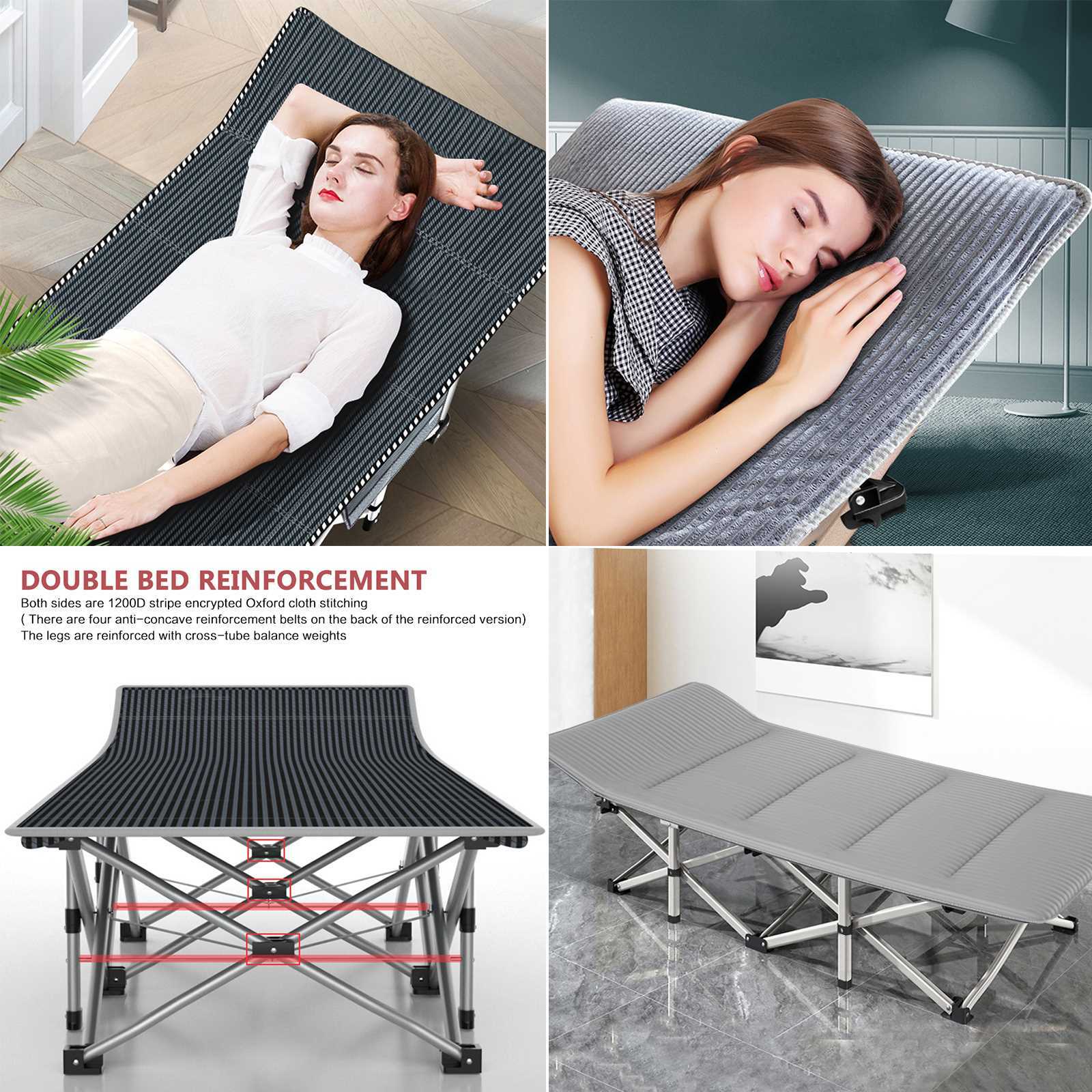 Portable Folding Camping Bed Sleeping Cot Gray with Soft Mattress & Carry Bag