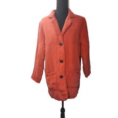 Kiko Woman's Brown  Jacket 100% Silk Size S with Pockets  Brand New # 86