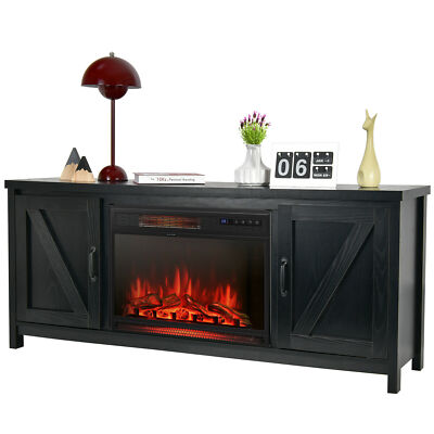 W/ 25" 1350w Electric Fireplace Heater Black