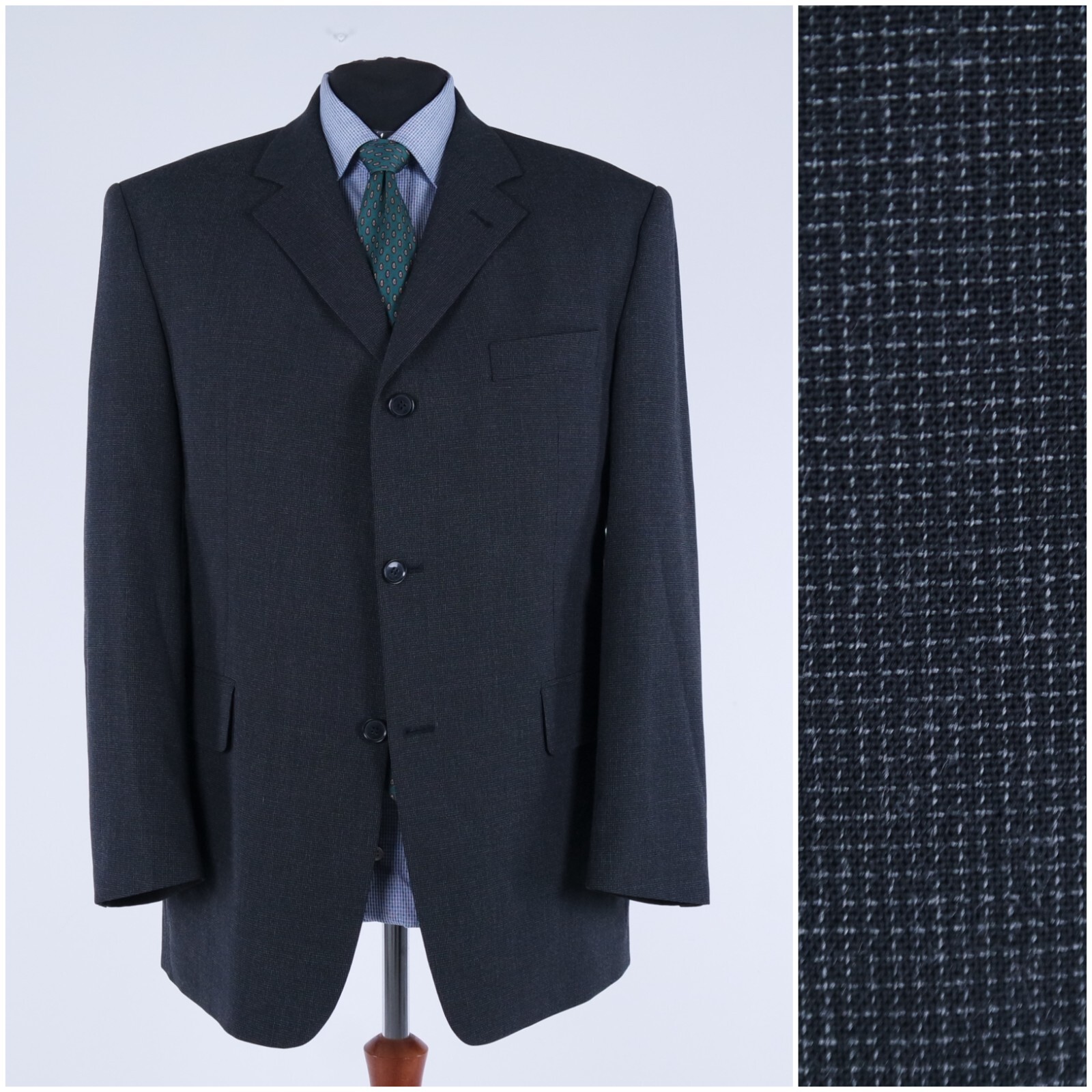 Mens Dark Grey Blazer 44S UK Size JAKES Wool Sport Coat Check Jacket
