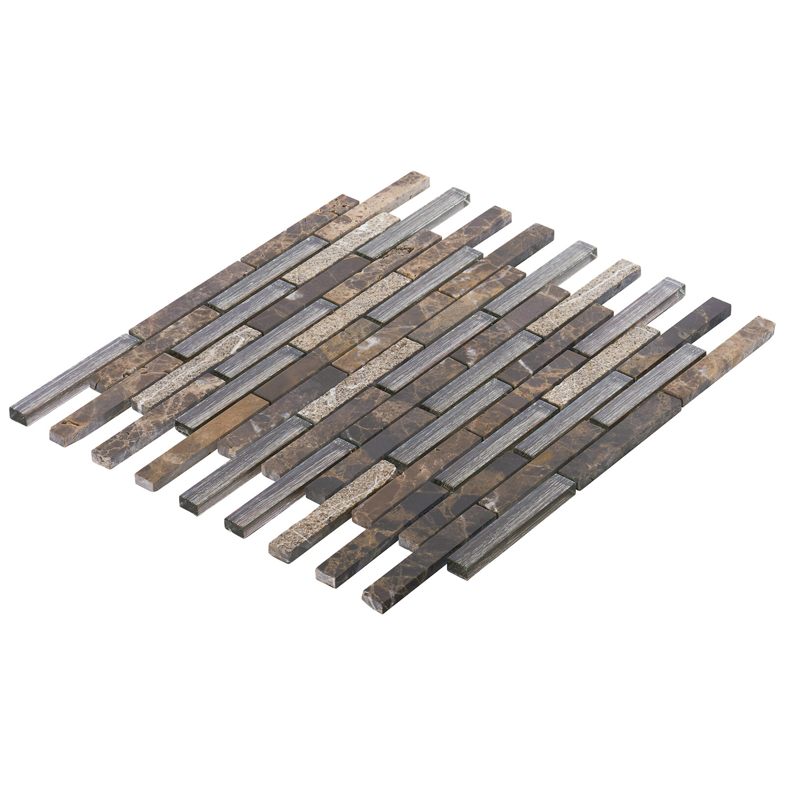 Brown Emperador Dark Metallic Glass Brick Joint Mosaic Tile Kitchen Backsplash