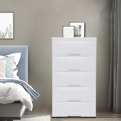 5 Drawers Plastic Storage Cabinet Detachable Drawer Tower Case Clothes Organizer