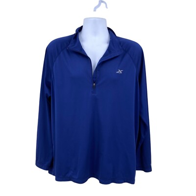 Gander Mountain GSX Pullover Size Large Navy Blue Polyester 1/4 Zip Raglan LS