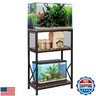SwaaVee Aquarium Stand, 10 Gallon Fish Tank Stand with Storage, 3 Tier Metal Frame Cabinet Suitable for Fish Tank, Turtle Tank, Rustic Brown (10 Gallon)