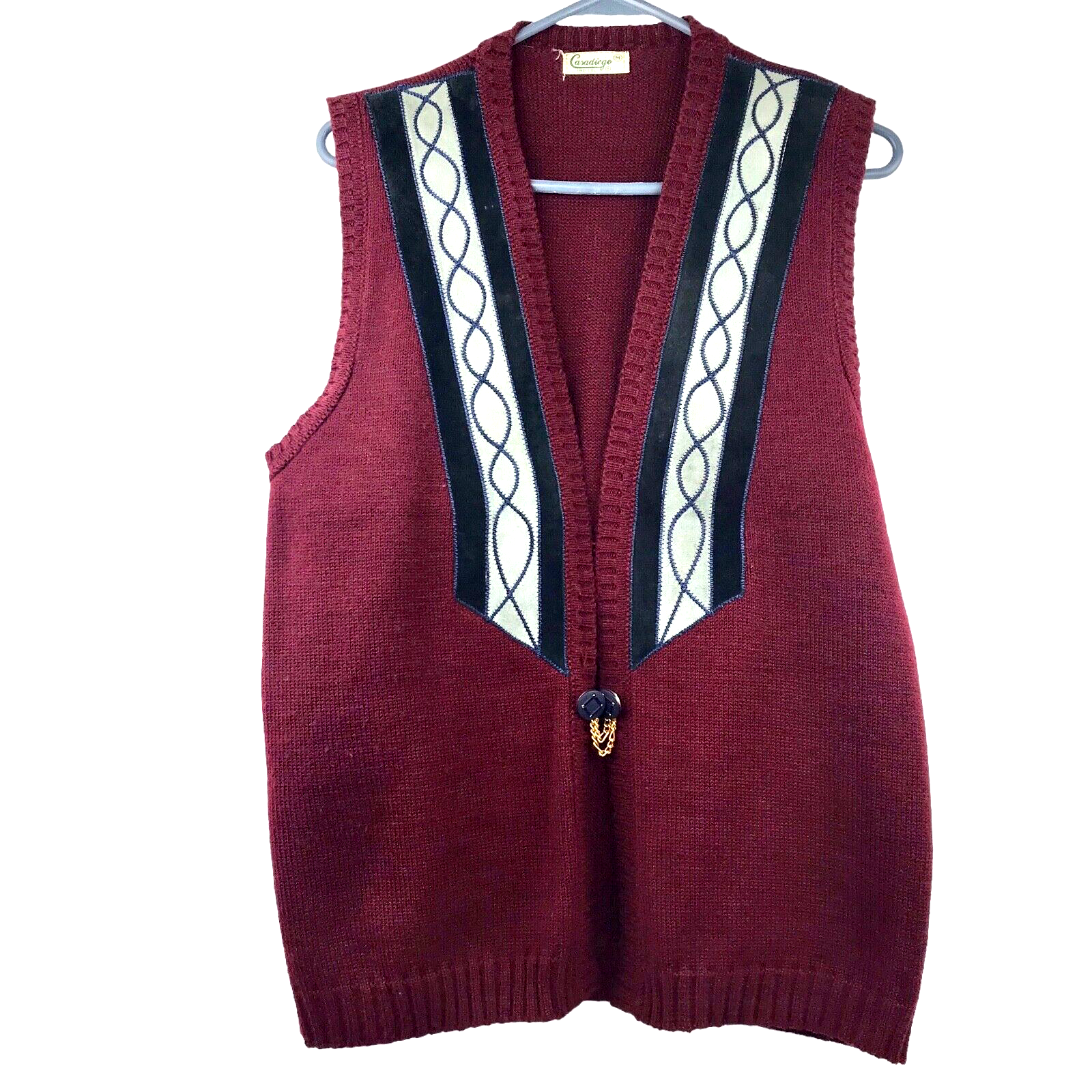 TC CASADIEGO Sweater Vest Womens M Red Acrylic Knit & Suede