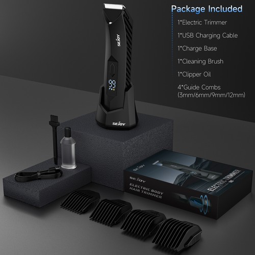 SEJOY Electric Manscaping Pubic Hair Trimmer Waterproof Groin Ball Body Shaver