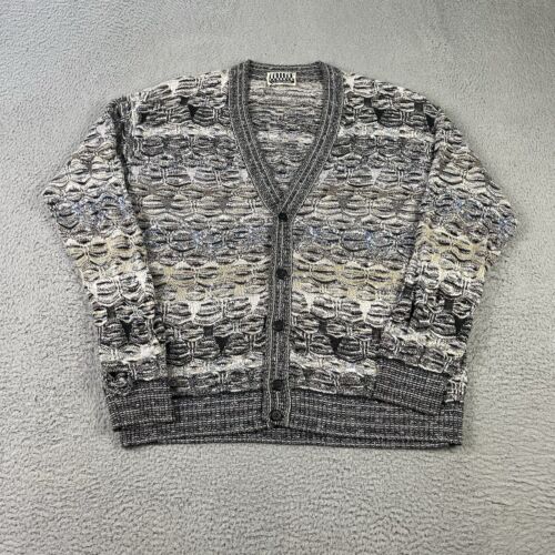 College by Marcazzani Cardigan Mens XL Gray 3D Textured Knit College by Marcazzani Cardigan Mens XL Gray 3D Textured Knit