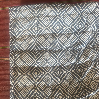 Pair/2 C Studio QUILTED  INDIGO BAY  SHAMS Blue White Geometric Diamond Dot