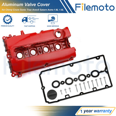 Aluminum Red Valve Cover w/ Gasket for Chevy Cruze Sonic Trax Saturn Astra 1.8L