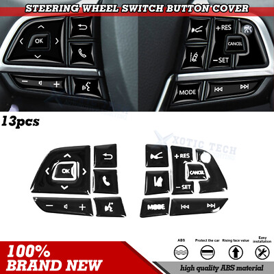 13x Black Steering Side Button Overlay Cover Trim For Toyota Highlander 2020-22
