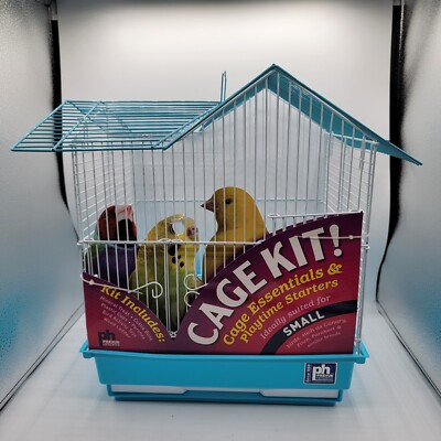 Prevue Pet Products Double Roof Blue Bird Cage Starter Kit 91110 Essentials Toys
