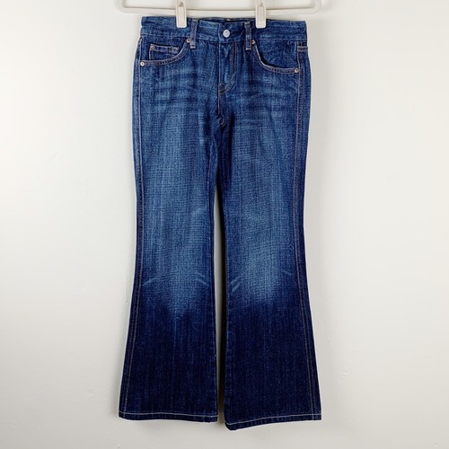 【BOK PLACE】Medium blue back button incision skinny denim 7 For All Mankind A Pocket Pink Stitch Medium Wash Boot Cut