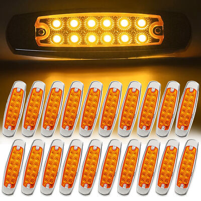12V Amber 6.2'' Marker Lights LED Truck Trailer Clearance Side Light Metal Shell