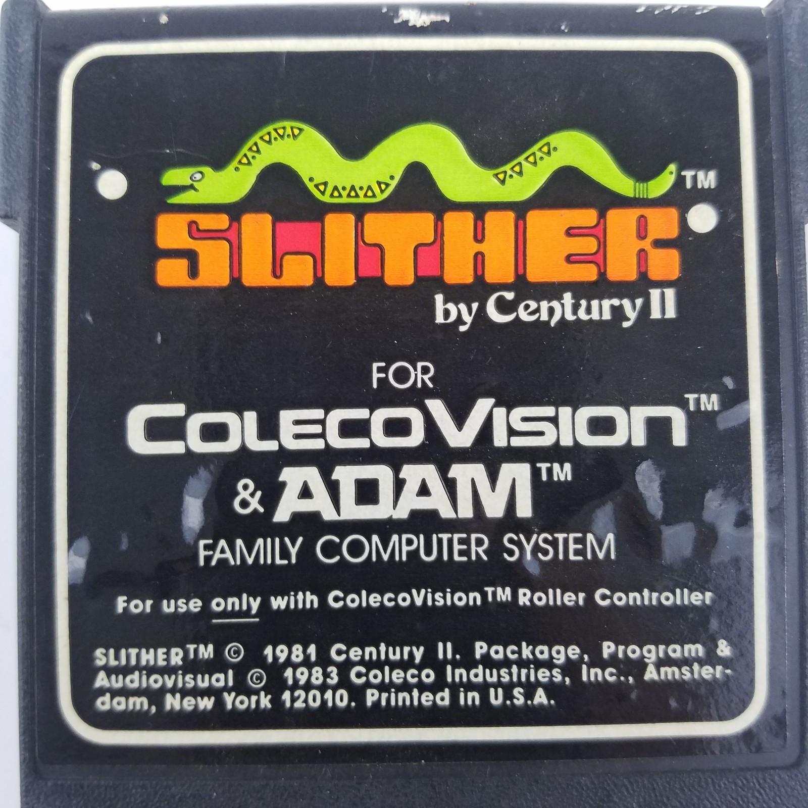 Slither by Century II Coleco Vision and Adam 1981 Game Cartridge