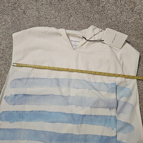 Pre-owned Toogood The Fisherwoman Hand Painted Cotton Dress — Breton Limited Edition Xl In Blue/ivory