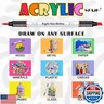 SFAIH Acrylic Paint Markers, 36 Colors Dual Tips Acrylic Brush Markers With Chisel Tip, Automatic Ink Control, Ultra-High Coverage, No Bleed Water-Based Ink, Art Supplies for Rock, Canvas, Fabric