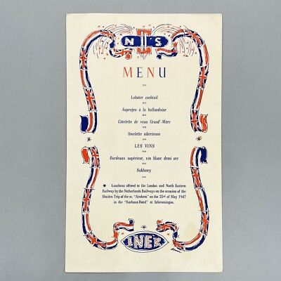 SS ARNHEM Maiden Voyage BRITISH RAILWAYS STEAMER 1947 SPECIAL MENU Netherlands