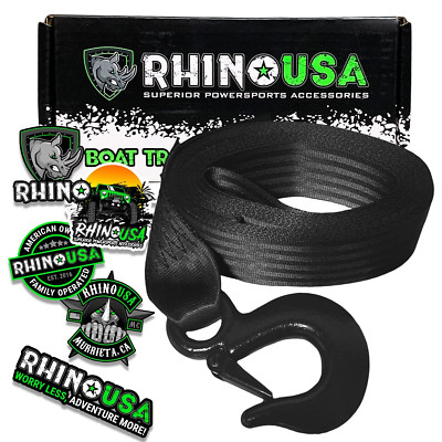 Rhino USA 2'' x 20' Boat Winch Strap w/ Hook