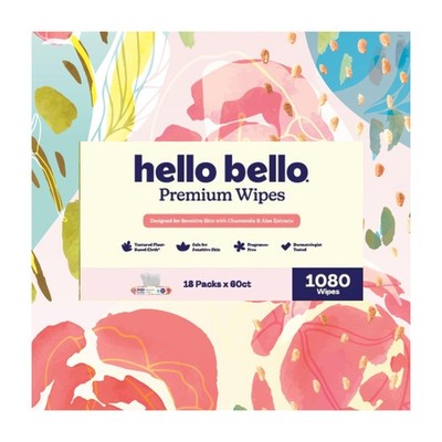 Hello Bello Premium Wipes, Designed for Sensitive Skin with Ch...