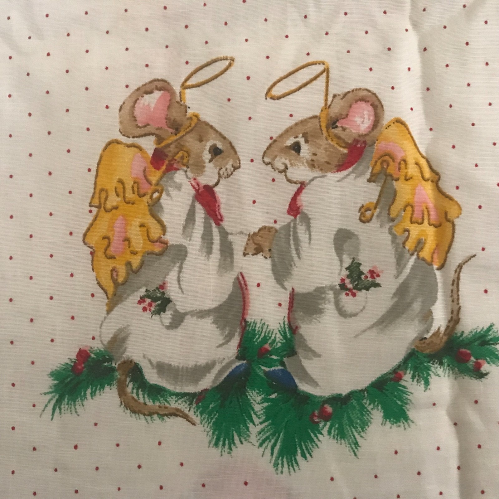 Cranston Print THE MISTLETOE MICE Christmas Fabric Cotton 2 yds