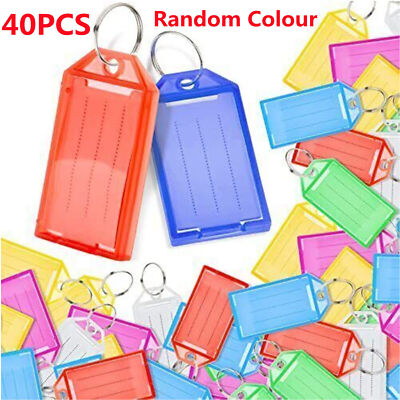 80 Pack Key Labels with Ring and Label Window, Key Chain ID Tags with Split Ring