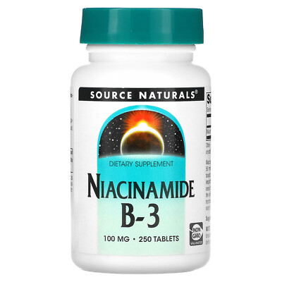 Source Naturals Ниацинамид B-3 100 мг 250 таблеток без молочных продуктов, без яиц,