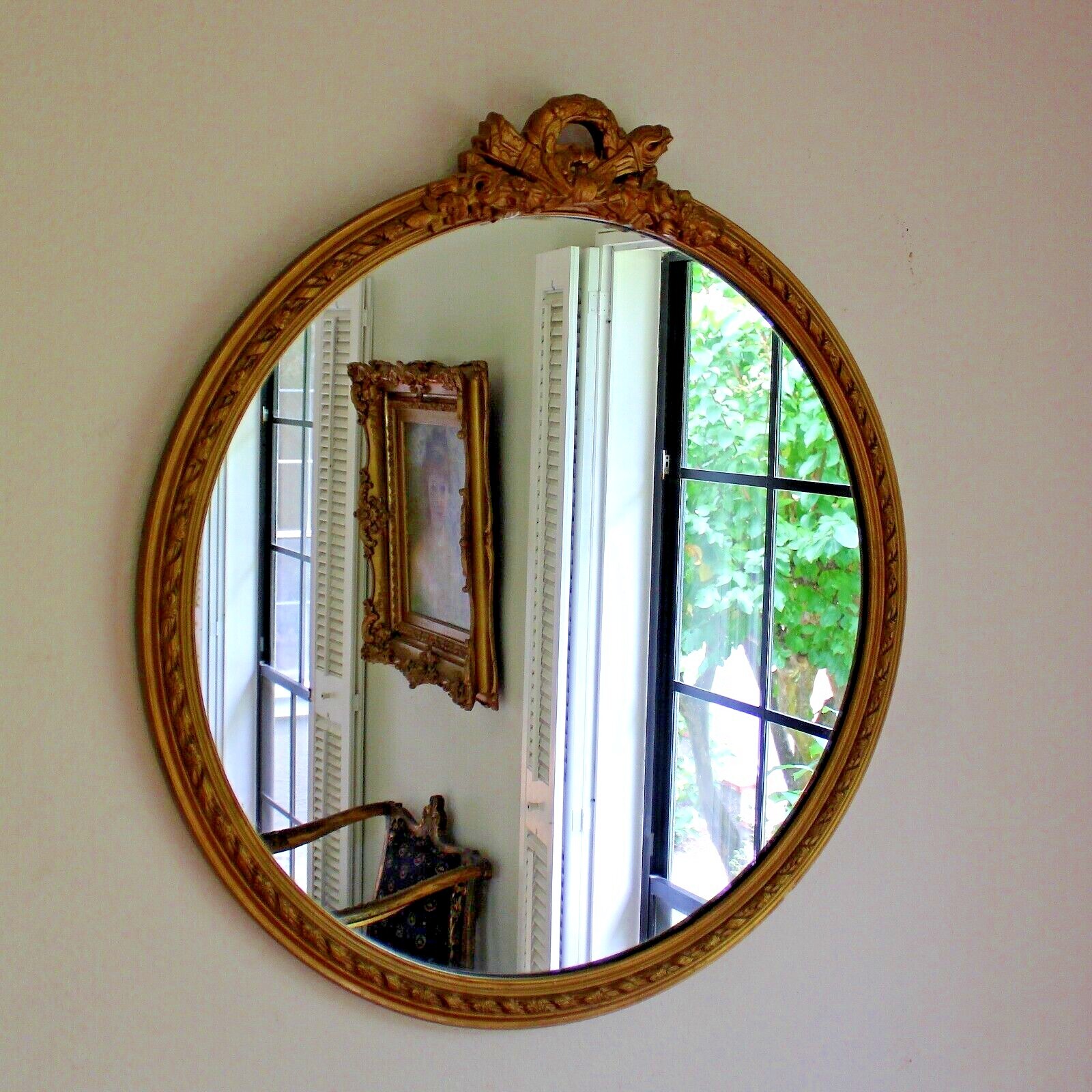 Vintage Empire Style Round Mirror with Gilt Wood Frame | eBay Vintage Empire Style Round Mirror with Gilt Wood Frame | eBay