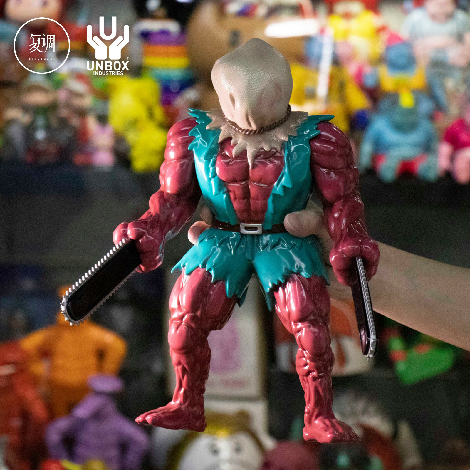 Unbox Splatterhouse Chainsaw Man Blue Vinyl Statue Toy 10in