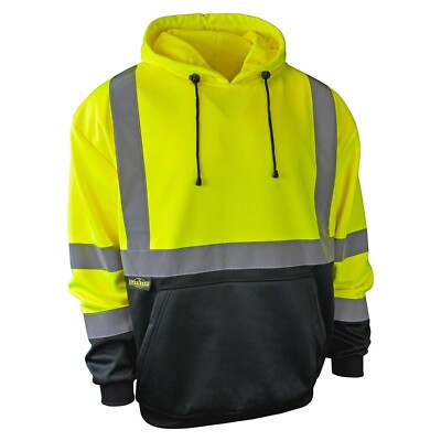 ANSI CLASS 2 HIGH VISIBILITY REFLECTIVE ROAD WORK SAFETY PULLOVER SWEATSHIRT 2XL