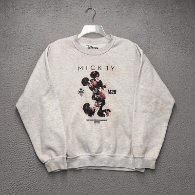 Neff Disney Mickey Mouse Sweatshirt Mens Medium Gray Long Sleeve Crewneck FLAWS