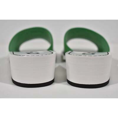 Pre-owned Chanel 22s Green Calfskin Leather White Cc Logo Mules Slide Sandal Heel Flat 37