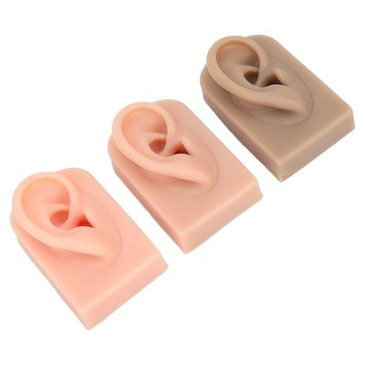 3Pcs Silicone Ear Model Soft Flexible Right Ear 3 Colors Easy To Use Reusabl HAO