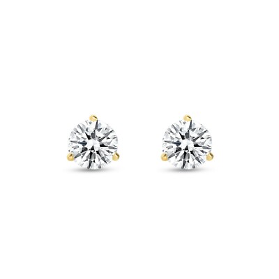 Pre-owned Shine Brite With A Diamond 1.75 Ct Round Cut Earrings Studs Solid Real 14k Yellow Gold Screw Back Martini In White/colorless