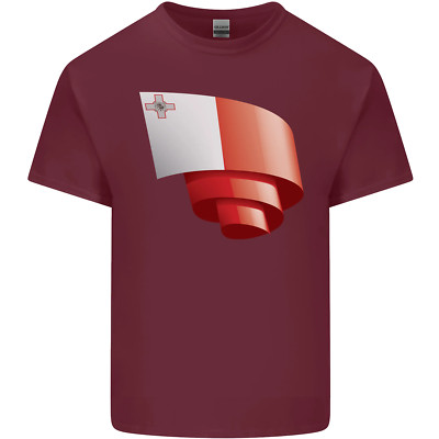 Curled Malta Flag Maltese Day Football Mens Cotton T-Shirt Tee Top
