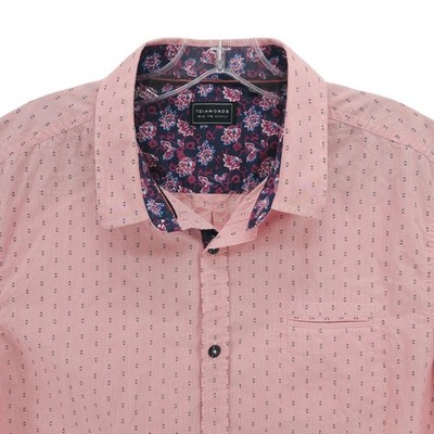 7 DIAMONDS Shirt "Let Love Rule" Contrasting Floral Trim 100% Cotton LARGE