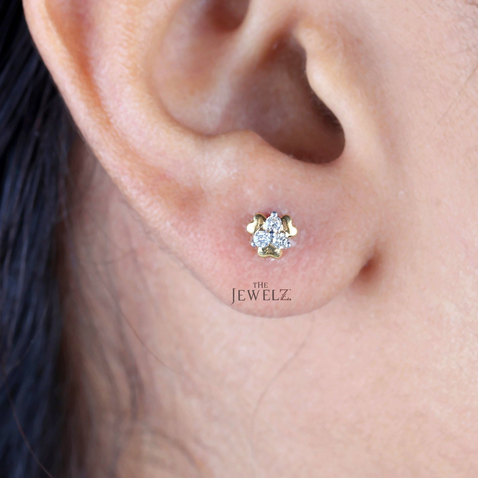 14K Gold 0.12 CT VS/F-G Diamond Valentine Special Heart Design Studs Earrings