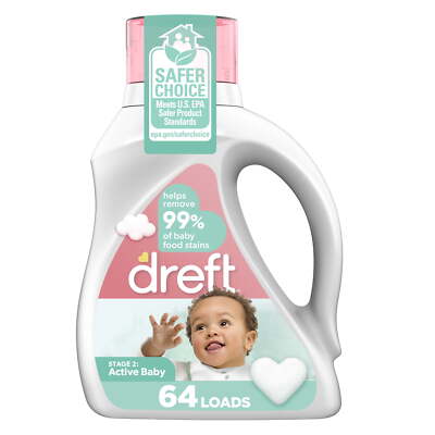 Dreft Stage 2: Active Baby Liquid Laundry Detergent 64 Loads 92 fl oz