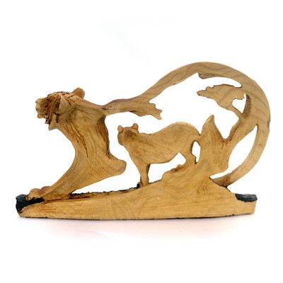 Animal TIGER WOODLIKE CARVING Polyresin Cat Endangered Stripes Mmd184