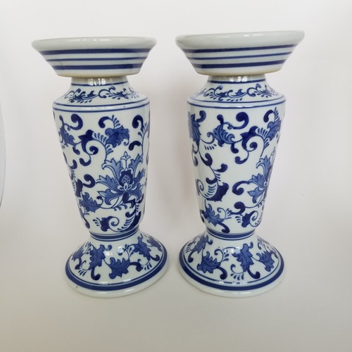 Porcelain Set Of 2 White Blue