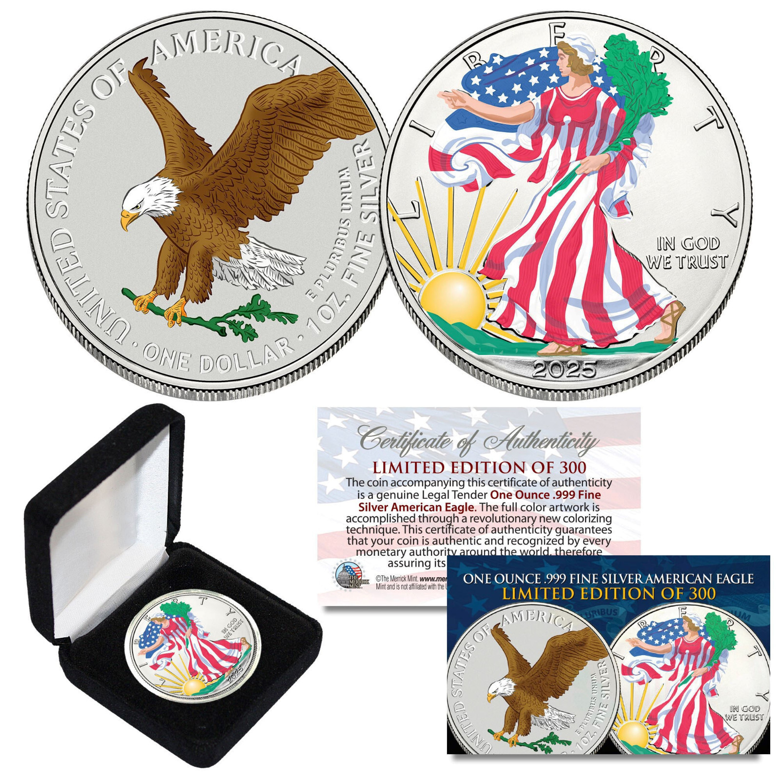 2025 oz Colorized 2-Sided American Silver Eagle BU Coin with