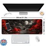 Long Gaming Mouse Pad Extended Anime Large Desk Pad with Non-Slip Base Full Keyboard Mat with Stitched Edges for Gaming and Office 31.5 x 11.8 inches (Dark Full Moon)